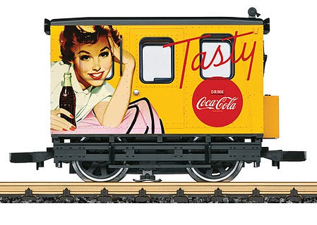 LGB 20064 G Scale Crew-Car - Enclosed Speeder - Standard DC -- Coca-Cola(R) (yellow, red)