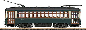 LGB 20382 G Scale 2-Truck Streetcar - Standard DC -- Philadelphia #5102 (green, cream)