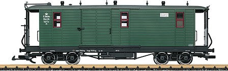 LGB 30323 G Scale Wood Baggage Car - Ready to Run -- Royal Saxon State Railways (Era I, green, black)