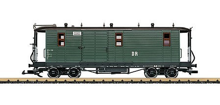 LGB 30324 G Scale DR Type KD4 Wood Baggage Car - Ready to Run -- German State Railroad DR 974-318 (Era III-VI, green, gray)