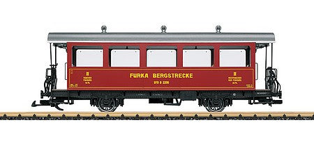 LGB 30561 G Scale 2-Axle 2nd Class Coach - Ready to Run -- Dampfbahn Furka-Bergstrecke DFB B 2206 (Era VI, red, silver)