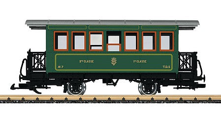 LGB 33202 G Scale Type AB F7 1st-2nd Class Coach - Ready to Run -- Musee des Tramways a Vapeur (Era VI, green, gray)
