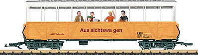 LGB 33353 G Scale Excursion Gondola w/Sound & Band Figures - Ready to Run -- Rhaetian Railway RhB (Era VI, yellow, white)