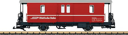 LGB 34554 G Scale Type D2 2-Axle Baggage Car - Ready to Run -- Rhaetian Railroad RhB (Era V, red, silver, white)