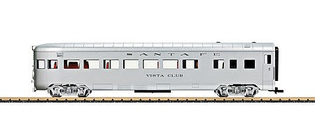 LGB 36568 G Scale Smooth-Side Observation - Ready to Run -- Atchison, Topeka & Santa Fe "Vista Club" (silver)