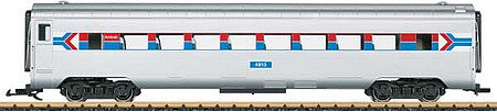LGB 36600 G Scale Smooth-Side Baggage - Ready to Run -- Amtrak 1095 (Phase I, silver, red, blue, white, Arrow Logo)