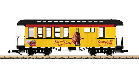 LGB 36818 G Scale Wood Combine - Ready to Run -- Coca-Cola (yellow, red, black, Take Some Home Today Slogan)
