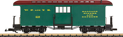 LGB 36846 G Scale Wood Baggage - Ready to Run -- White Pass & Yukon #209 (green, brown)