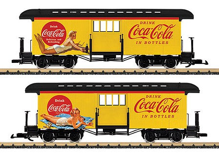 LGB 36847 G Scale Wood Baggage - Ready to Run -- Coca-Cola (yellow, red, black)