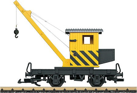 LGB 40043 G Scale 2-Axle Crane - Ready to Run -- Painted, Unlettered (black, yellow)