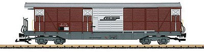 LGB 40082 G Scale Type Gak-v Covered Flatcar - Ready to Run -- Rhaetian Railway RhB (Era IV, brown, gray)
