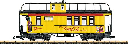 LGB 40757 G Scale Wood Drovers Caboose - Ready to Run -- Coca-Cola (yellow, red, brown)