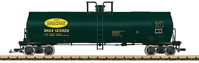LGB 40872 G Scale ACF Tank Car - Ready to Run -- Dana Railcare DNAX #123028 (green, yellow)