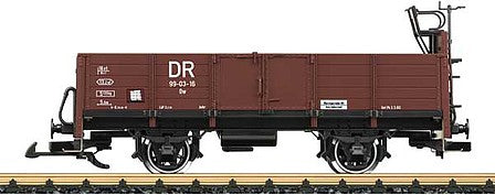 LGB 41034 G Scale Type Ow Wood Gondola - Ready to Run -- German State Railroad DR 99-03-16 (Era IV, Boxcar Red)