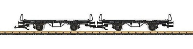 LGB 41038 G Scale Type Hw Flatcar 2-Pack - Ready to Run -- Schnheide Museum Railway (Era VI, black)