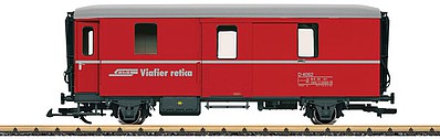 LGB 41841 G Scale 2-Axle Baggage Car - Ready to Run -- Rhaetian Railway RhB (Era VI, red, silver)