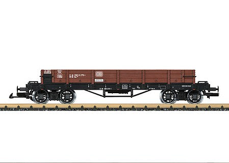 LGB 42613 G Scale Type Res Low-Side Wood Gondola - Ready to Run -- German Federal Railroad DB 1 (Era IV, black, Boxcar Red)