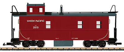 LGB 42793 G Scale 3-Window Steel Cupola Caboose w/Interior Light - Ready to Run -- Painted, Unlettered (Boxcar Red, black)