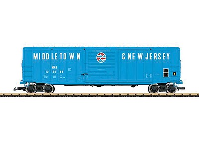 LGB 42934 G Scale Exterior-Post Boxcar - Ready to Run -- Middleton & New Jersey (blue, red, white)