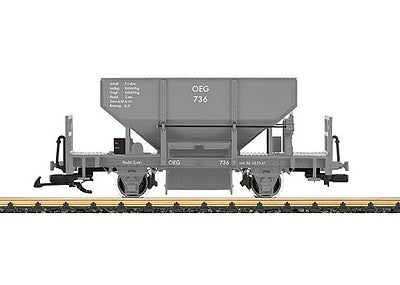 LGB 43411 G Scale 2-Axle Hopper - Ready to Run -- OEG #736 (Era III, gray)