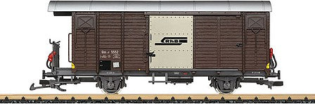 LGB 43813 G Scale Type Gbk-v 2-Axle Wood Boxcar - Ready to Run -- Rhaetian Railway RhB (Era V, brown, silver)