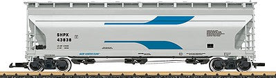 LGB 43824 G Scale 3-Bay Center Flow Hopper - Ready to Run -- SHPX #1 (gray, blue)