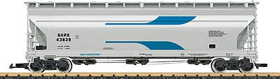 LGB 43825 G Scale 3-Bay Center Flow Hopper - Ready to Run -- Shippers Car Line #2 (gray, blue)