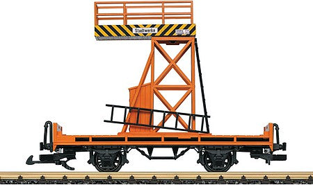 LGB 45306 G Scale Platform Line (Catenary) Car - Ready to Run -- Maintenance of Way (Era IV, orange, yellow, black)