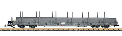LGB 45922 G Scale Type Re-w 4-Axle Stake Flatcar - Ready to Run -- Rhaetian Railroad RhB (Era VI, gray)