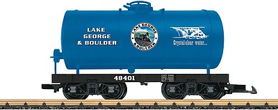 LGB 48401 G Scale Tank Car - Ready to Run -- Lake George & Boulder (blue, black)