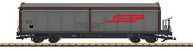LGB 48570 G Scale Type Haik-v Sliding-Wall Boxcar - Ready to Run -- Rhaetian Railway RhB (Era IV, brown, gray)