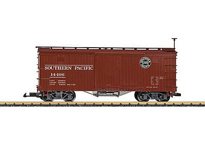 LGB 48671 G Scale Wood Boxcar - Ready to Run -- Southern Pacific #1 (Boxcar Red, black, Lines Logo)