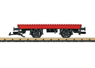 LGB 94063 G Scale Flatcar with Toy Plastic Building Block Pegs - Ready to Run -- Red