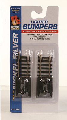 Life Like 3008 HO Scale Lighted Bumper 2-Pack -- Code 100 Nickel Silver