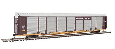 Walthers Proto 101343 HO Scale 89' Thrall Bi-Level Auto Carrier - Ready To Run -- Southern Pacific(TM) Rack, TTGX Flatcar #157481 (Boxcar Red, silver; yellow