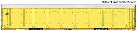 Walthers Proto 101418 HO Scale 89' Thrall Enclosed Tri-Level Auto Carrier - Ready to Run -- Chicago & North Western(TM) ETTX Flat #701581 (yellow, silver)