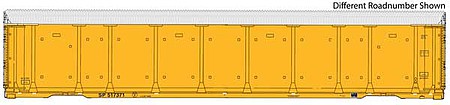 Walthers Proto 101436 HO Scale 89' Thrall Enclosed Tri-Level Auto Carrier - Ready to Run -- Union Pacific(R) Rack, Flat SP(TM) #517517 (yellow, silver, Shield Logo)