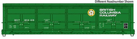 Walthers Proto 920-101920 HO Scale 56' Thrall All-Door Boxcar - Ready to Run -- British Columbia BCIT #800113 (green, white, yellow, Dogwood Logo)
