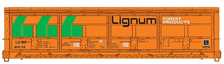 Walthers Proto 920-101927 HO Scale 56' Thrall All-Door Boxcar - Ready to Run -- Lignum LUNX #80009 (orange, green, black)
