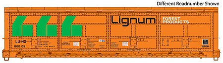 Walthers Proto 920-101929 HO Scale 56' Thrall All-Door Boxcar - Ready to Run -- Lignum LUNX #80013 (orange, green, black)