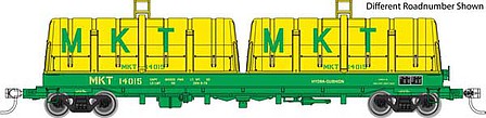 Walthers Proto 920-105230 HO Scale 50' Evans Cushion Coil Car - Ready to Run -- Missouri-Kansas-Texas(TM) #14040 - glass-fiber hoods (green, yellow)