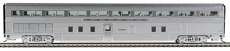 Walthers Proto 920-14313 HO Scale 85' Budd Hi-Level 72-Seat Coach -- Lighted - Santa Fe (Real Metal Finish with Decals)