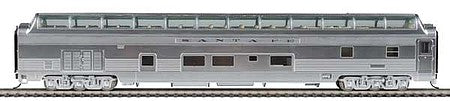 Walthers Proto 920-14500 HO Scale 85' Budd Big Dome Bar Lounge Dormitory - Ready to Run -- Lighted - Santa Fe (Real Metal Finish with Decals)