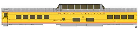 Walthers Proto 920-18051 HO Scale 85' ACF Dome Coach Union Pacific(R) Heritage Fleet - Ready to Run - Standard -- Union Pacific UPP #7001 "Columbine" (Armour Yellow, gray, red)