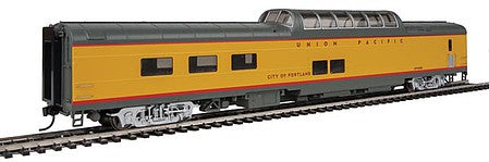 Walthers Proto 920-18653 HO Scale 85' ACF Dome Diner Union Pacific(R) Heritage Fleet - Ready to Run - Lighted -- Union Pacific UPP #8008 "City of Portland" (Armour Yellow, gray, red)
