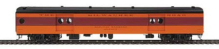 Walthers Proto 920-9081 HO Scale 75' Milwaukee Road Express Car - Ready to Run -- Twin Cities Hiawatha - Milwaukee Road (orange, maroon, black; Decals)