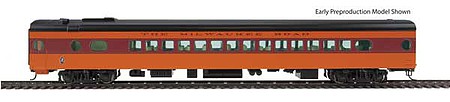 Walthers Proto 920-9097 HO Scale 85' Milwaukee Road 30-Seat Parlor Car Valley Series - Ready to Run -- Twin Cities Hiawatha - Milwaukee Road "Gallatin Valley" (orange, maroon, black