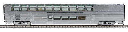 Walthers Proto 920-9604 HO Scale 85' Budd Hi-Level Sky Lounge - Ready to Run -- Santa Fe (Real Metal Finish w/decals)
