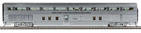 Walthers Proto 920-9605 HO Scale 85' Budd 68-Seat Step-Down Coach (Reversed Seats) -- Santa Fe (Real Metal Finish w/decals)