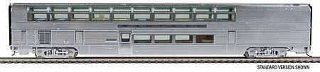 Walthers Proto 920-9624 HO Scale 85' Budd Hi-Level Sky Lounge -- Santa Fe #575 (Real Metal Finish)